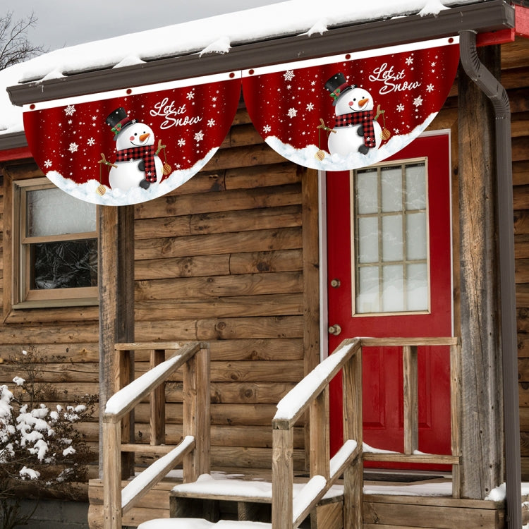Cartoon Printed Outdoor Fan-shaped Hanging Flag Christmas Decorations