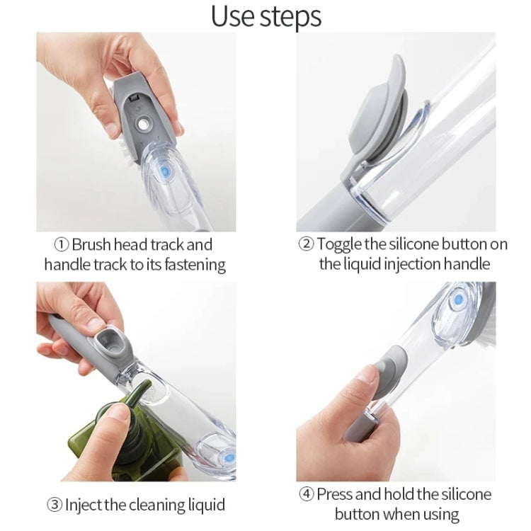 Kitchen Long Handle Automatic Liquid Filling Non-Stick Pan Scrubber Brush Cleaning Brush