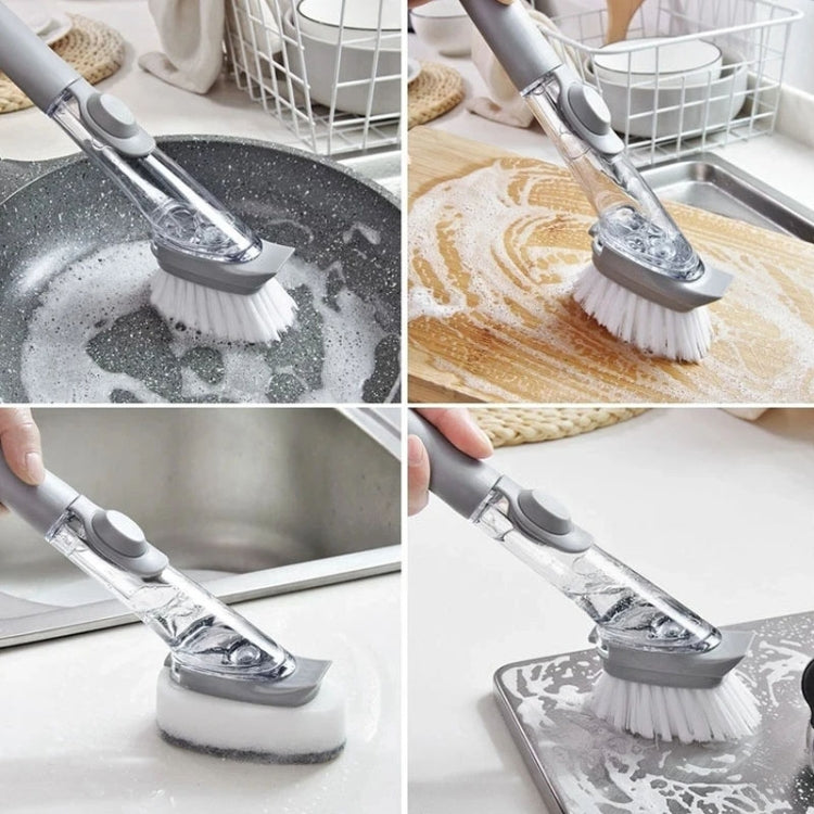 Kitchen Long Handle Automatic Liquid Filling Non-Stick Pan Scrubber Brush Cleaning Brush