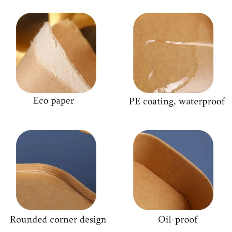 Disposable Kraft Paper Lunch Box Rectangular Round Corner Takeaway Packaging Boxes