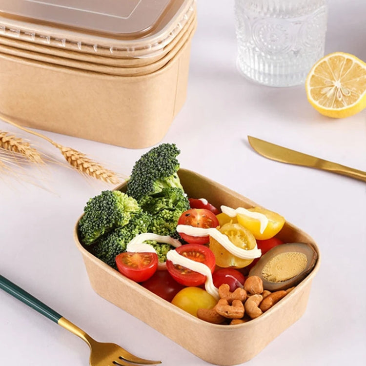 Disposable Kraft Paper Lunch Box Rectangular Round Corner Takeaway Packaging Boxes