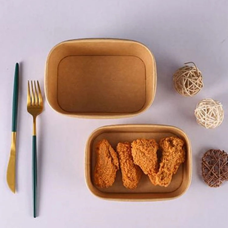 Disposable Kraft Paper Lunch Box Rectangular Round Corner Takeaway Packaging Boxes