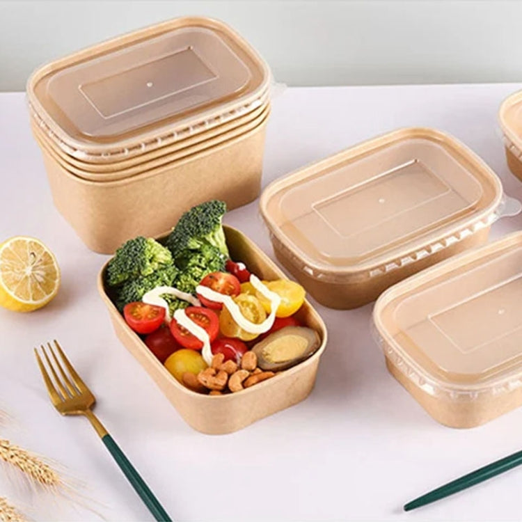 10pcs Disposable Rectangle Paper Bowl Lid Fast Food Packaging Box Cover