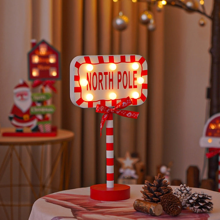 Christmas Street Sign STOP Decorative Lights Wooden Window Atmosphere LED Lights