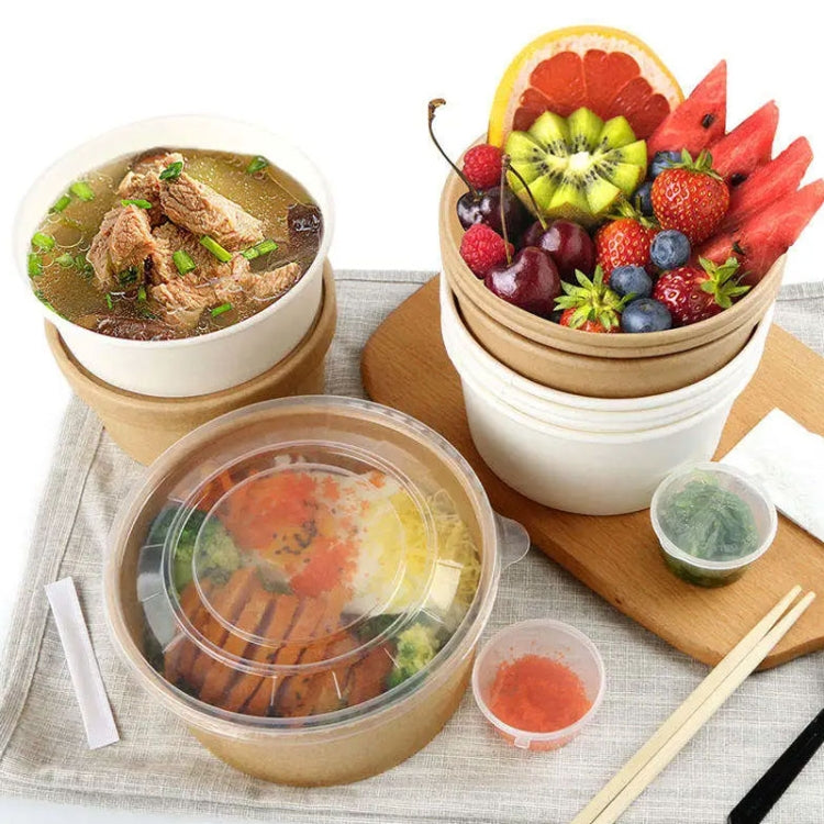 Disposable Single PE Laminated Paper Bowl Round Soup Bowl Packed Fast Food Boxes