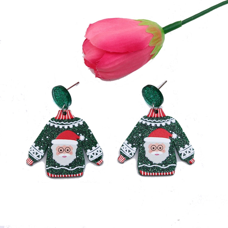 1pair Sweater Christmas Earrings Cute Elk Snowman  Earstuds