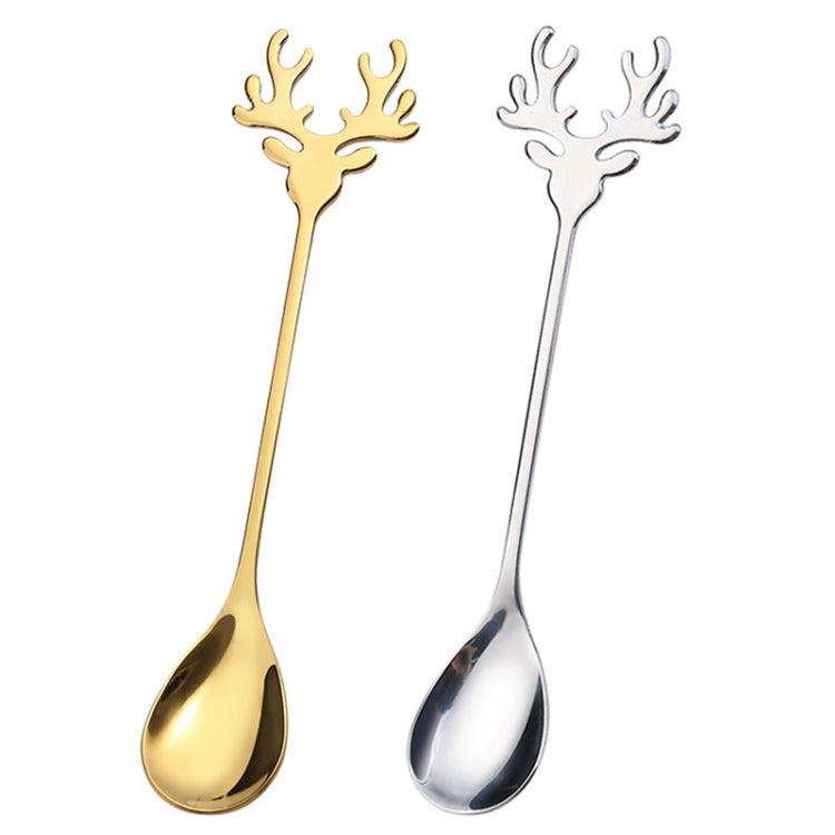 2pcs /Pack Christmas 304 Stainless Steel Deer Stirring Spoon Coffee Dessert Scoop