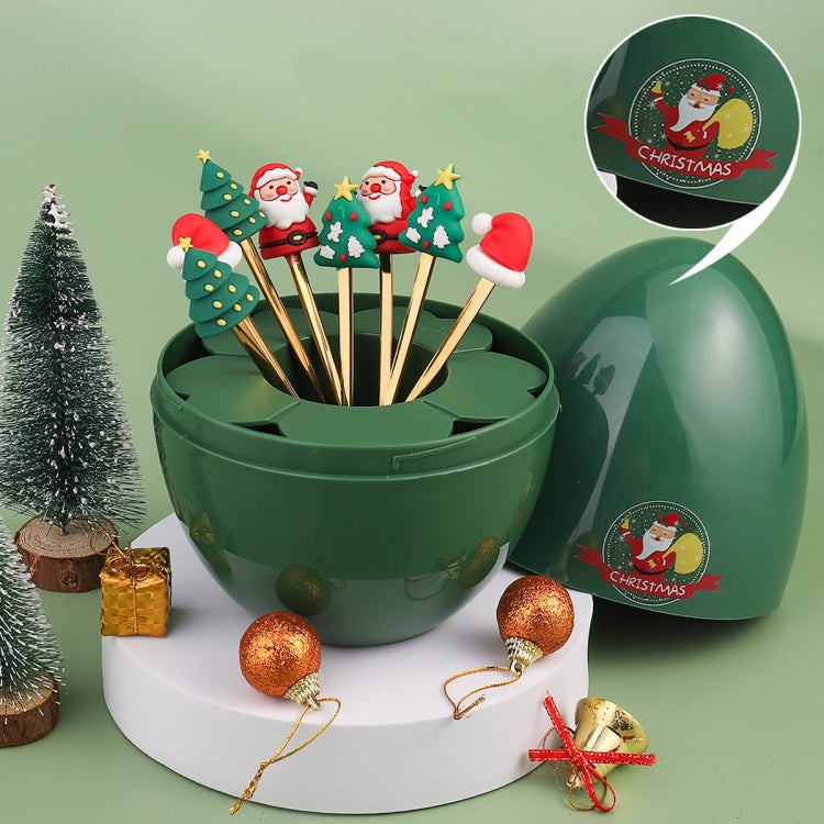 2pcs /Pack Christmas Dessert Fork And Spoon Set Portable Cute Cartoon Tableware