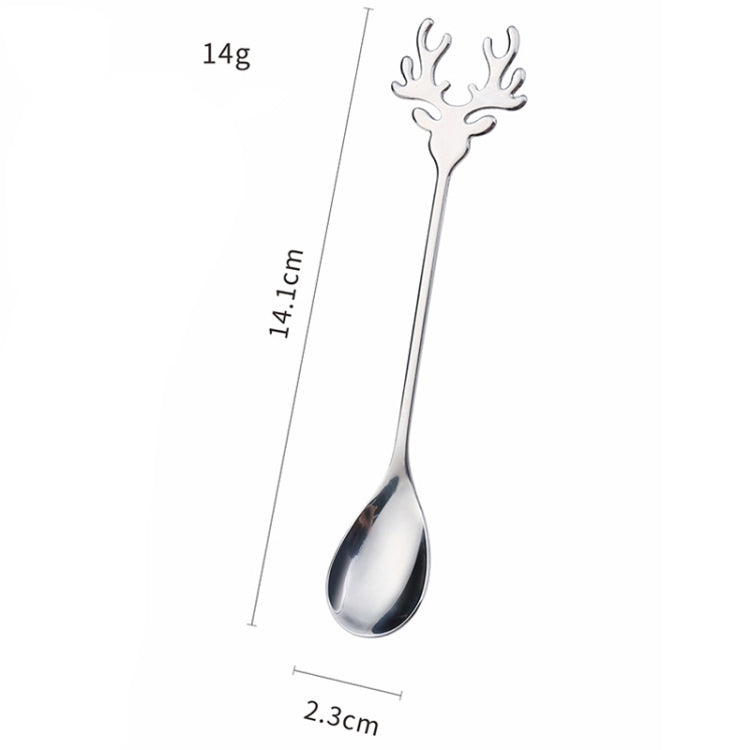 4pcs /Pack Christmas 304 Stainless Steel Deer Stirring Spoon Coffee Dessert Scoop