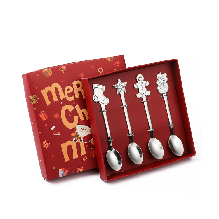 4pcs /Pack Christmas Stainless Steel Spoon Tableware Gift Set