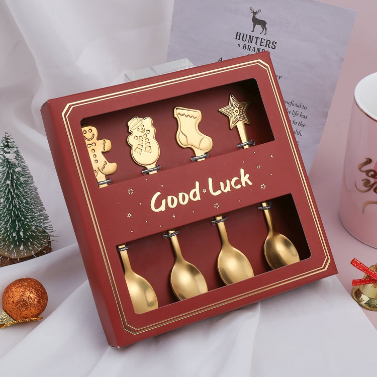 4pcs /Pack Christmas Stainless Steel Spoon Tableware Gift Set