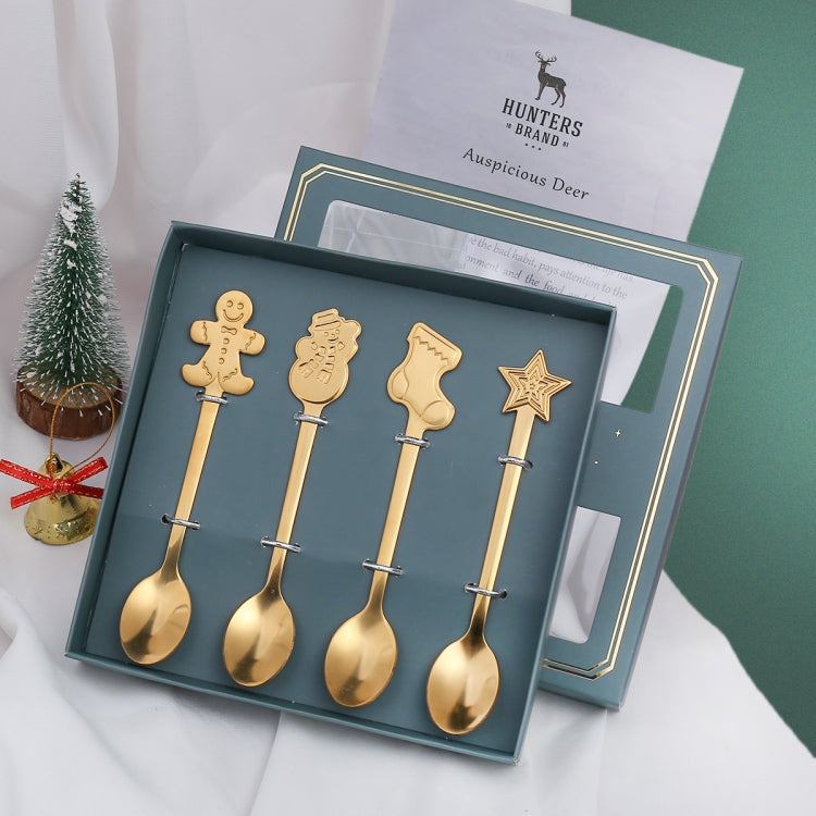 4pcs /Pack Christmas Stainless Steel Spoon Tableware Gift Set