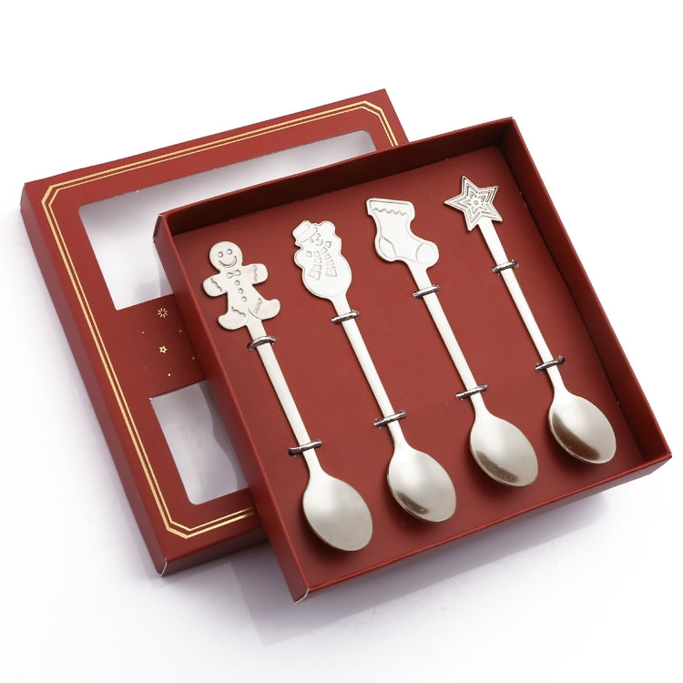 4pcs /Pack Christmas Stainless Steel Spoon Tableware Gift Set