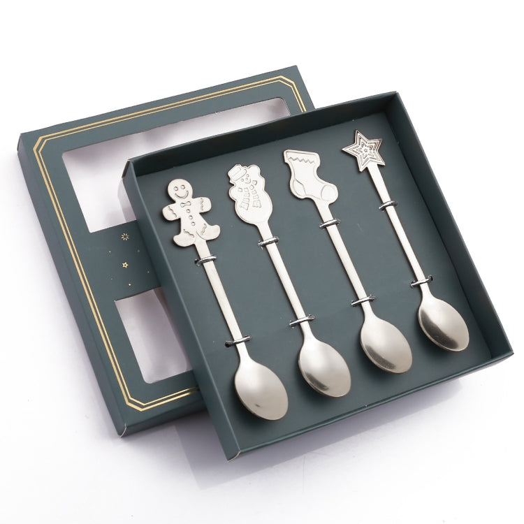 4pcs /Pack Christmas Stainless Steel Spoon Tableware Gift Set