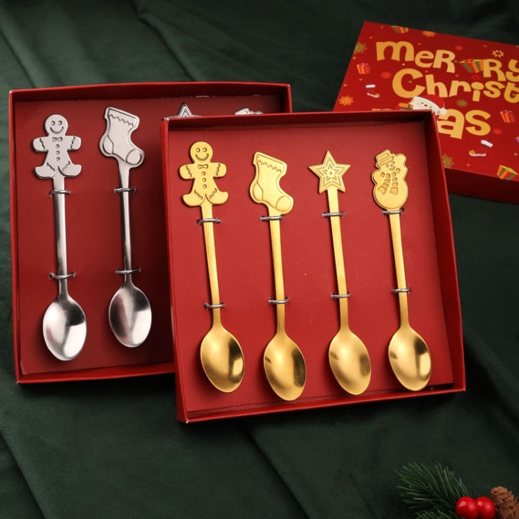 4pcs /Pack Christmas Stainless Steel Spoon Tableware Gift Set