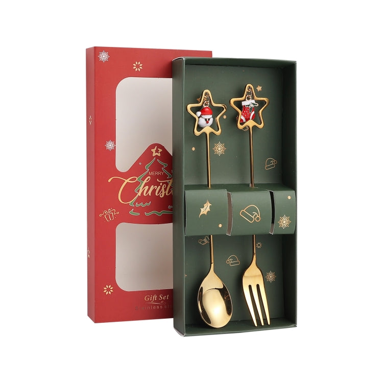 Christmas Stirring Spoon Dessert Fork Christmas Eve Star Tableware Gift
