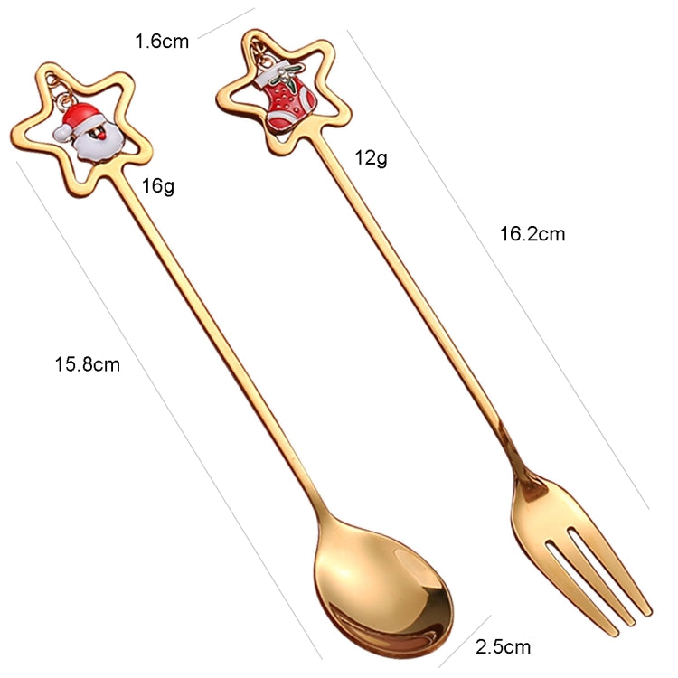 6pcs /Pack Christmas Stainless Steel Spoon And Fork Cutlery Gift Set