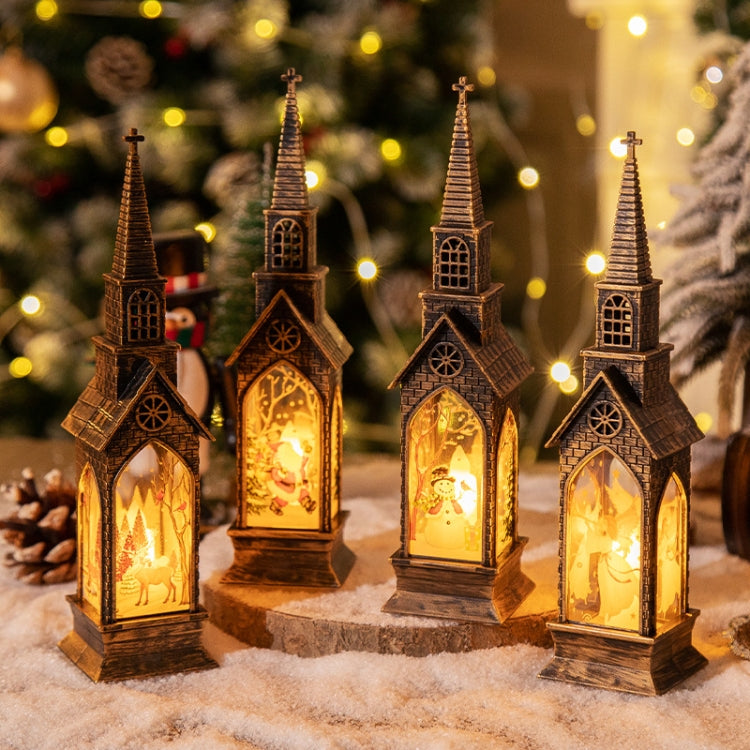 Christmas Decoration Lamps Church Shape Night Light Electronic Candle Candlelight