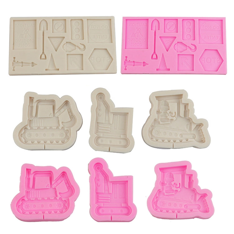 Cartoon Construction Site Tools Engineering Car Cake Decoration Molds