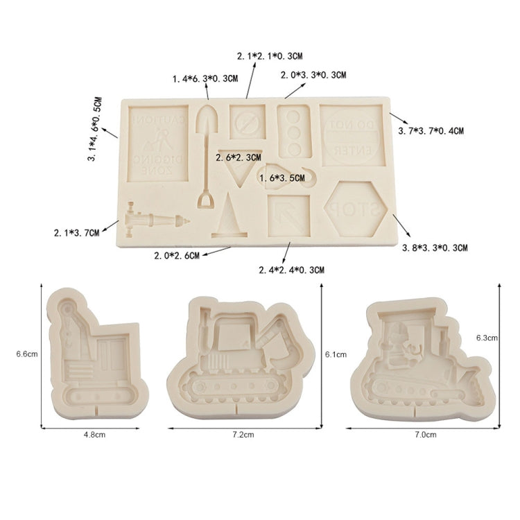 Cartoon Construction Site Tools Engineering Car Cake Decoration Molds