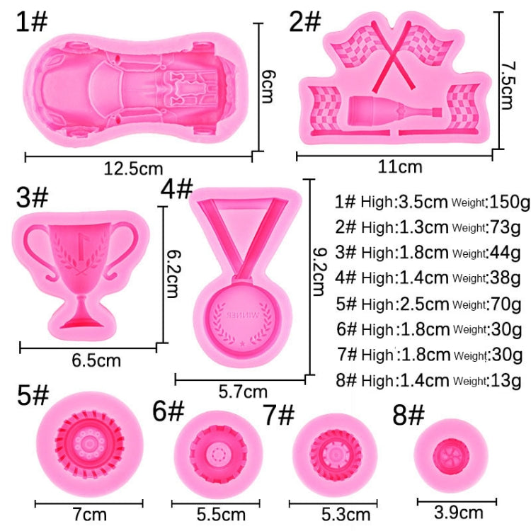 Sports Car Trophy Medal Tire Silicone Mold Glue Plaster Candle Baking Decorative Mold