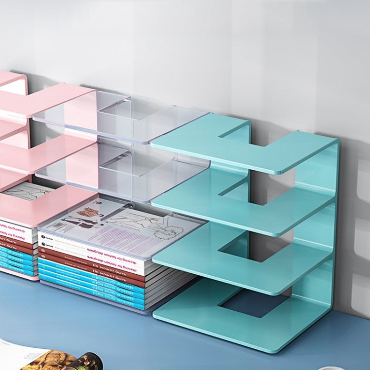 Acrylic Desktop Bookend Book Storage Rack Office Stationery Bookshelf