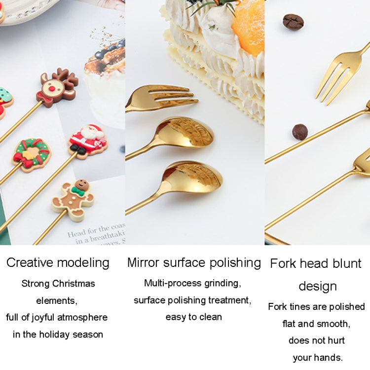 4pcs /Pack Christmas Gift Spoon Cartoon Fruit Fork Dessert Coffee Scoop