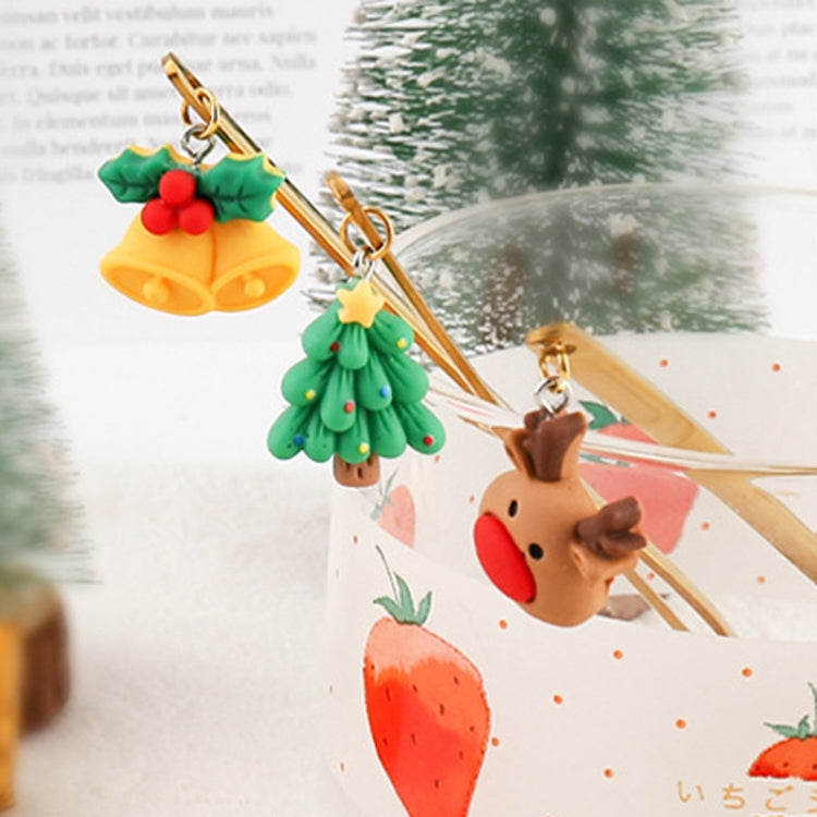 2pcs /Pack Christmas Mixing Spoon Fruit Fork With Pendant Flatware