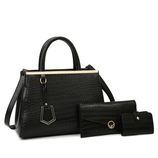 3-in-1  Women Stone Pattern Patchwork Handbag Shoulder Bag Crossbody Bag