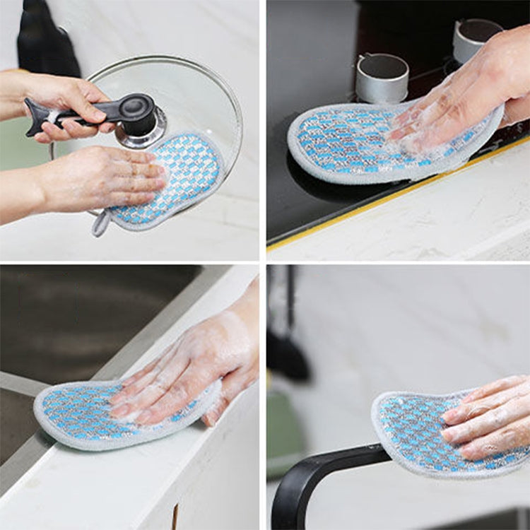 5pcs Double-sided Absorbent Kitchen Dishwashing Sponge Multifunctional Cleaning Rag