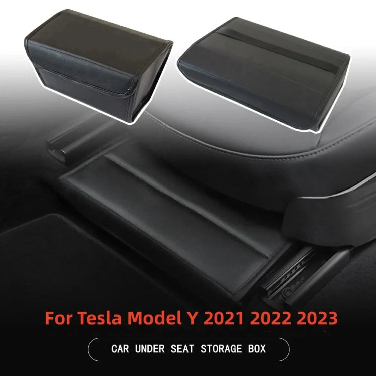 For Tesla Model Y PU Leather Car Interior Storage Glove Box Modification Accessories
