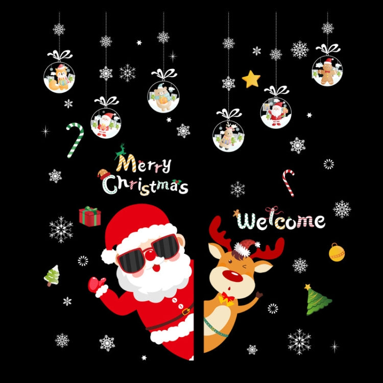 Christmas Window Decoration Poster Santa Claus Elk Snowflake Glass Wall Stickers