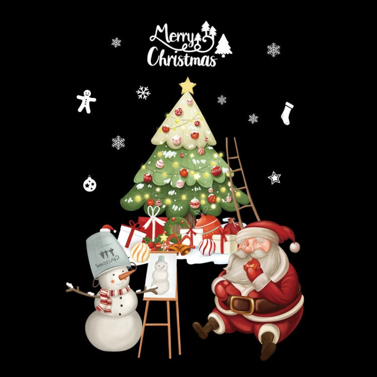 Christmas Window Decoration Poster Santa Claus Elk Snowflake Glass Wall Stickers