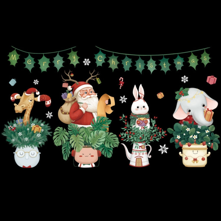Christmas Window Decoration Poster Santa Claus Elk Snowflake Glass Wall Stickers
