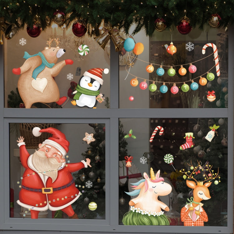 Christmas Window Decoration Poster Santa Claus Elk Snowflake Glass Wall Stickers