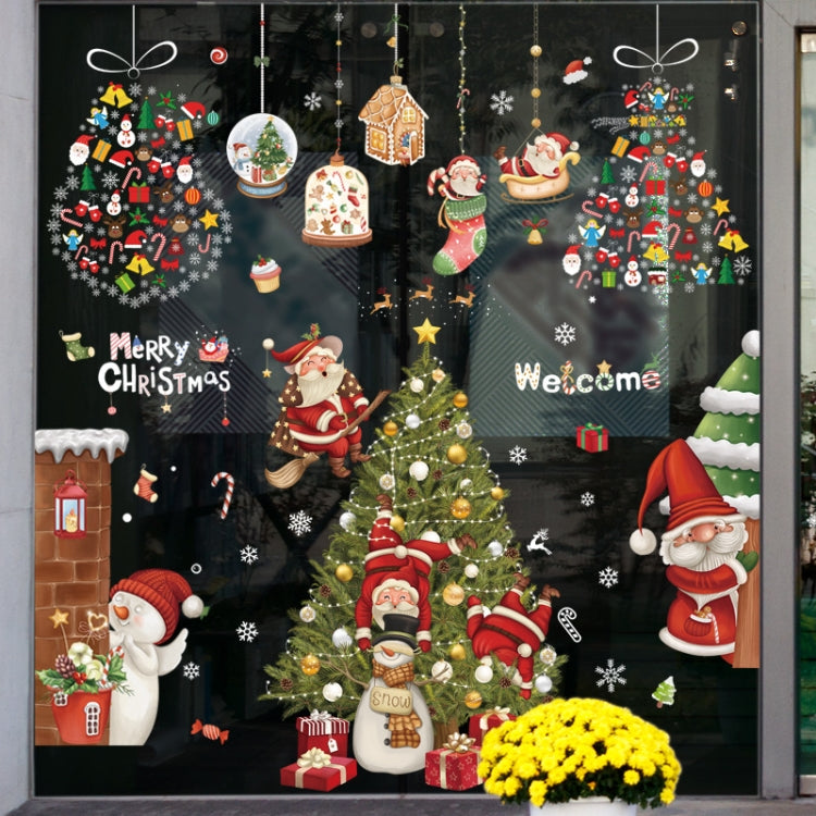 Christmas Window Decoration Poster Santa Claus Elk Snowflake Glass Wall Stickers