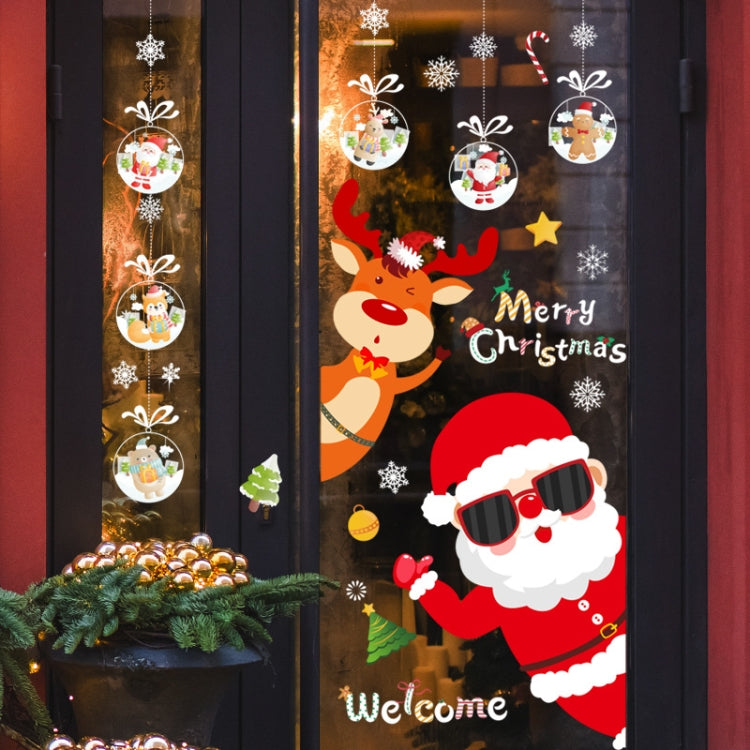 Christmas Window Decoration Poster Santa Claus Elk Snowflake Glass Wall Stickers