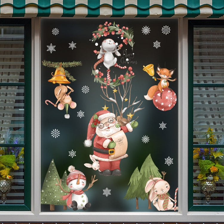 Christmas Window Decoration Poster Santa Claus Elk Snowflake Glass Wall Stickers