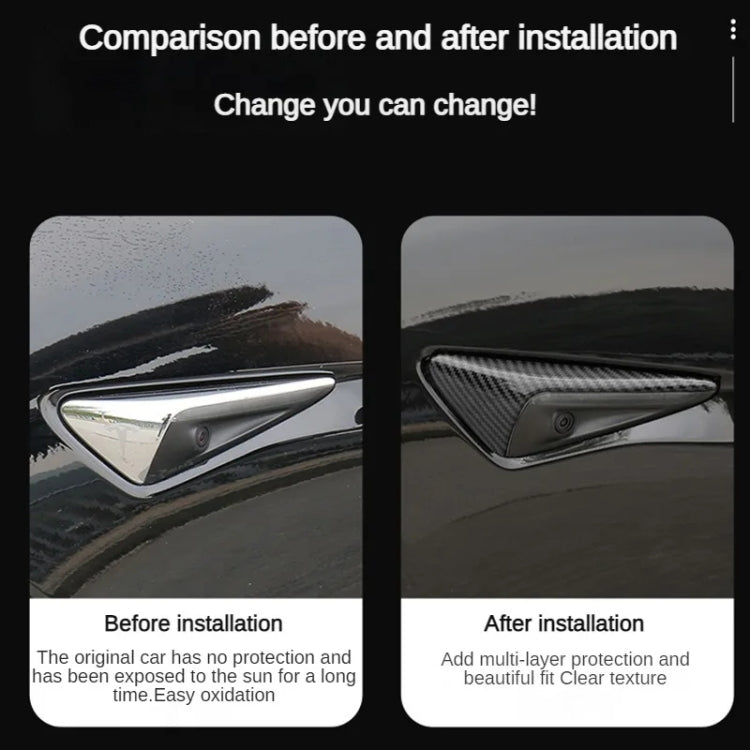 For Tesla Model 3/Y/X/S 17-23 Camera Side Protective Cover Y-Type Lens Hood, Matt Black, Bright Black, Light Carbon Fiber, Matte Carbon Fiber, Red, Bright White