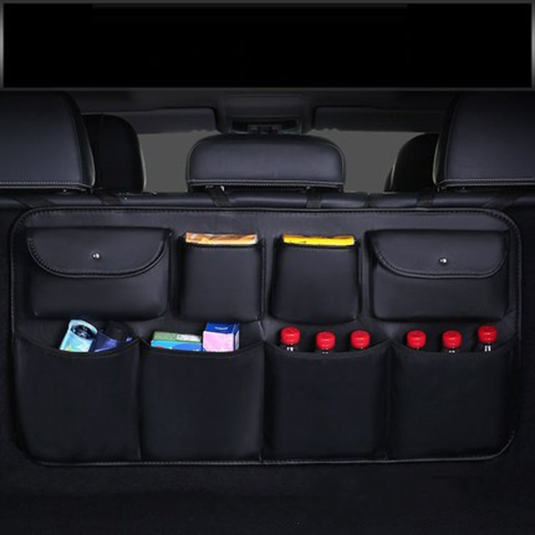 Car Trunk Leather Storage Bag Large Capacity Rear Seat Back Pouch
