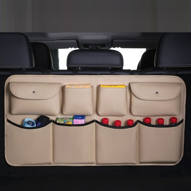Car Trunk Leather Storage Bag Large Capacity Rear Seat Back Pouch
