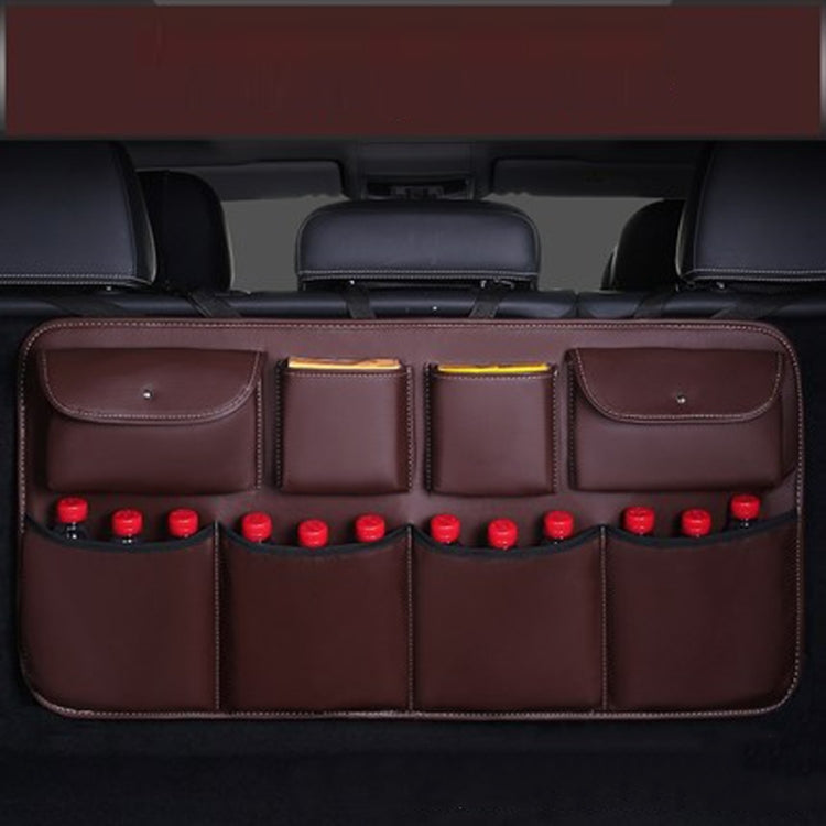 Car Trunk Leather Storage Bag Large Capacity Rear Seat Back Pouch
