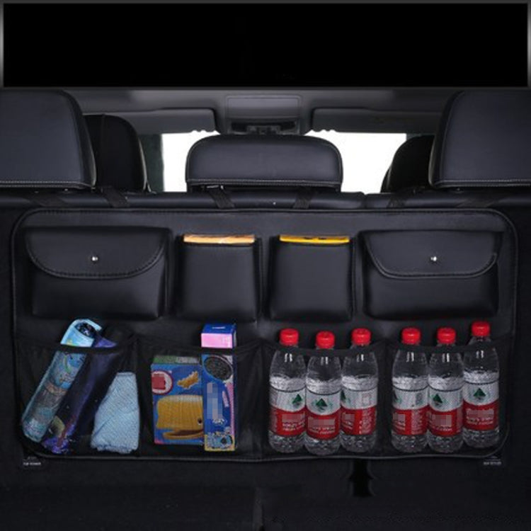 Car Trunk Leather Storage Bag Large Capacity Rear Seat Back Pouch