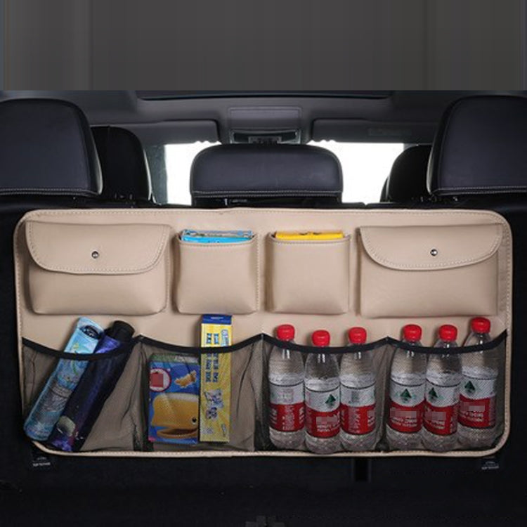 Car Trunk Leather Storage Bag Large Capacity Rear Seat Back Pouch