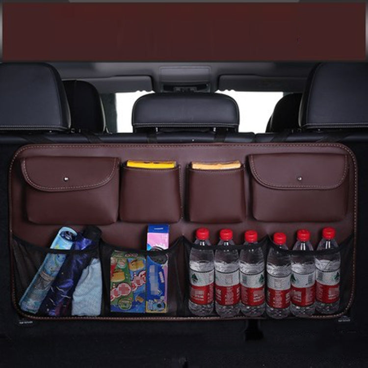 Car Trunk Leather Storage Bag Large Capacity Rear Seat Back Pouch