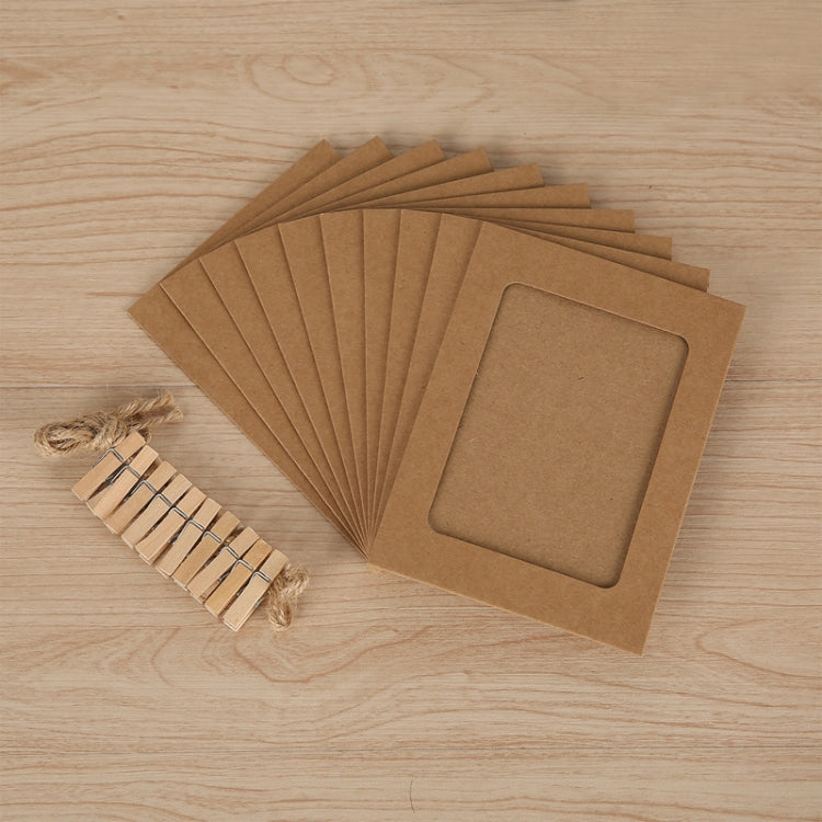 10pcs /Set DIY Photo Gallery Wall Mounted Paper Photo Frame With Twine Clip
