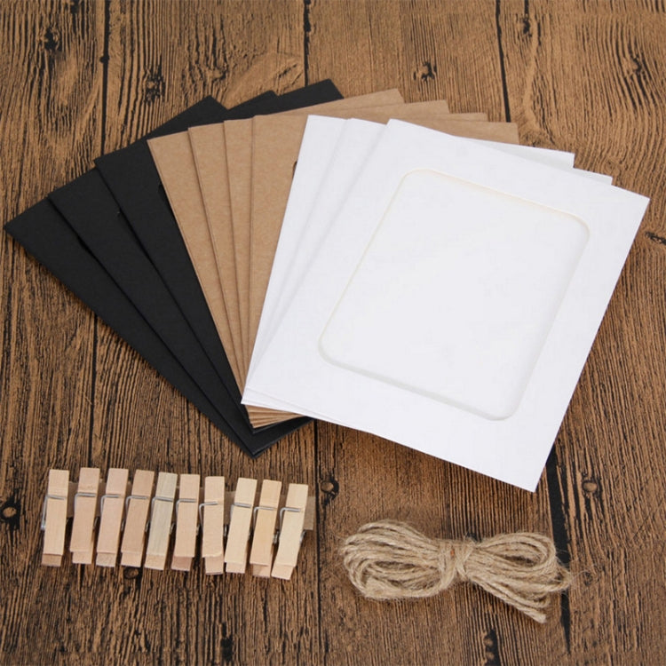 10pcs /Set DIY Photo Gallery Wall Mounted Paper Photo Frame With Twine Clip