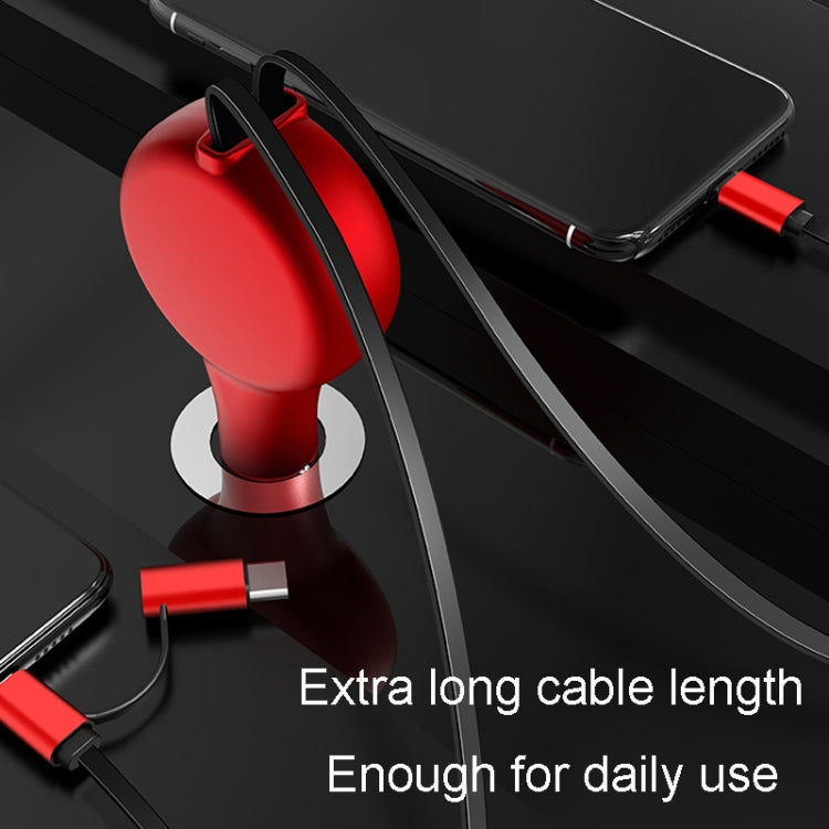 PD18W +QC 3.0 3 In 1 Retractable Car Charger With 8 Pin & Type-C/USB-C & Micro Port, 18W