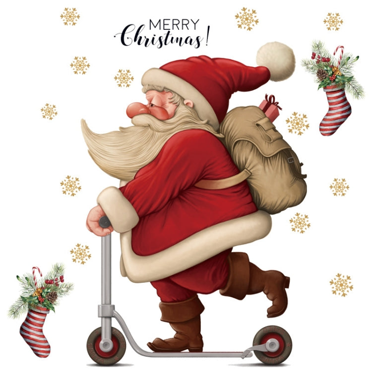 Skateboard Santa Claus Mall Glass Window Christmas Decoration Wall Stickers