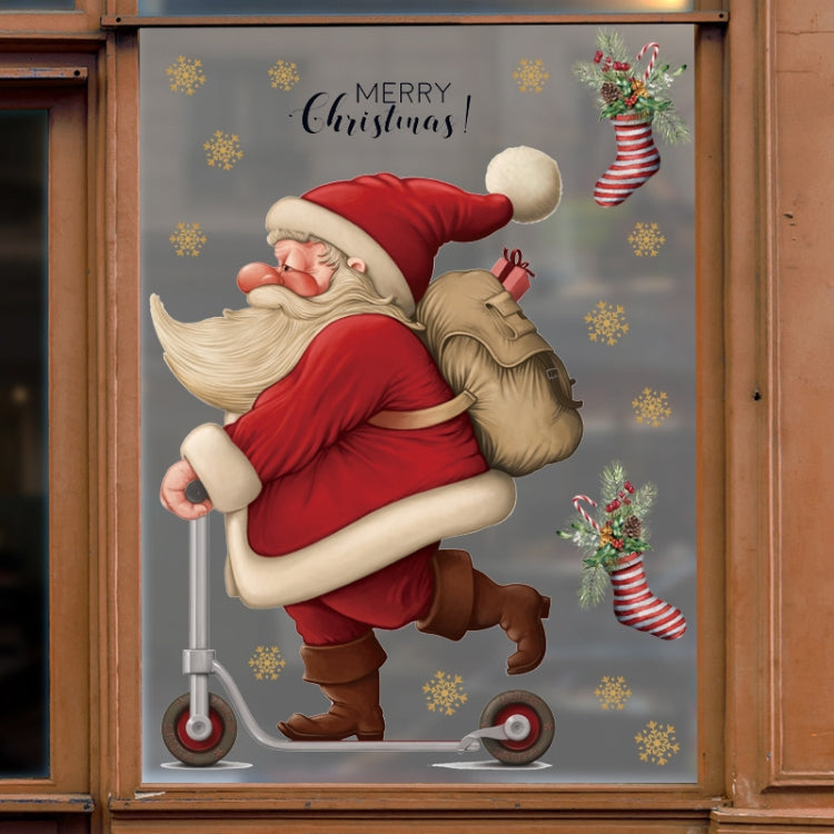 Skateboard Santa Claus Mall Glass Window Christmas Decoration Wall Stickers